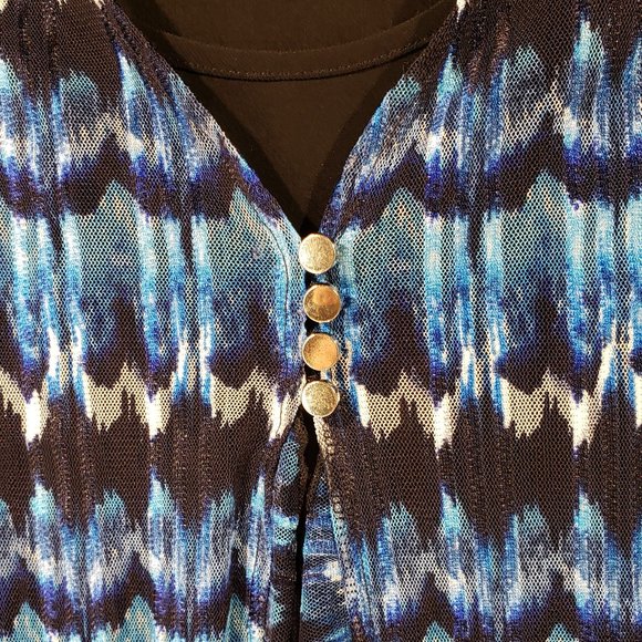 New Directions Women Blue Short Sleeve Top - Picture 2 of 5